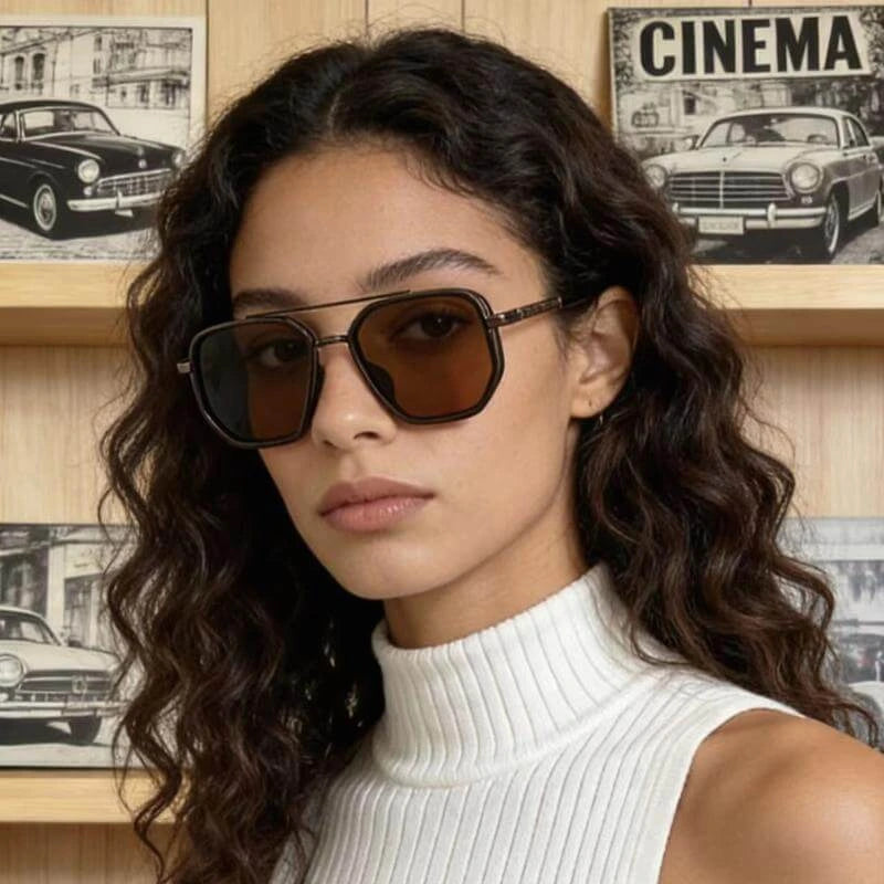 Lentes de Sol Geométricos Doble Puente para Mujer | Estilo Vintage Moderno, Ligeros y con Protección UV400