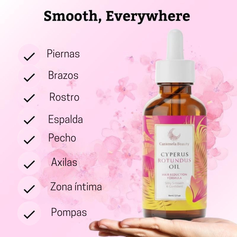 Aceite Reductor de Vello  – Fórmula Natural con Cyperus Rotundus, Resultados desde la Semana 4