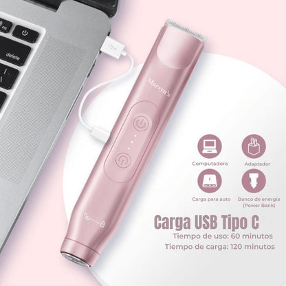 Depiladora Eléctrica 2 en 1 para Mujer – Rostro, Axilas y Bikini, Recargable e Impermeable