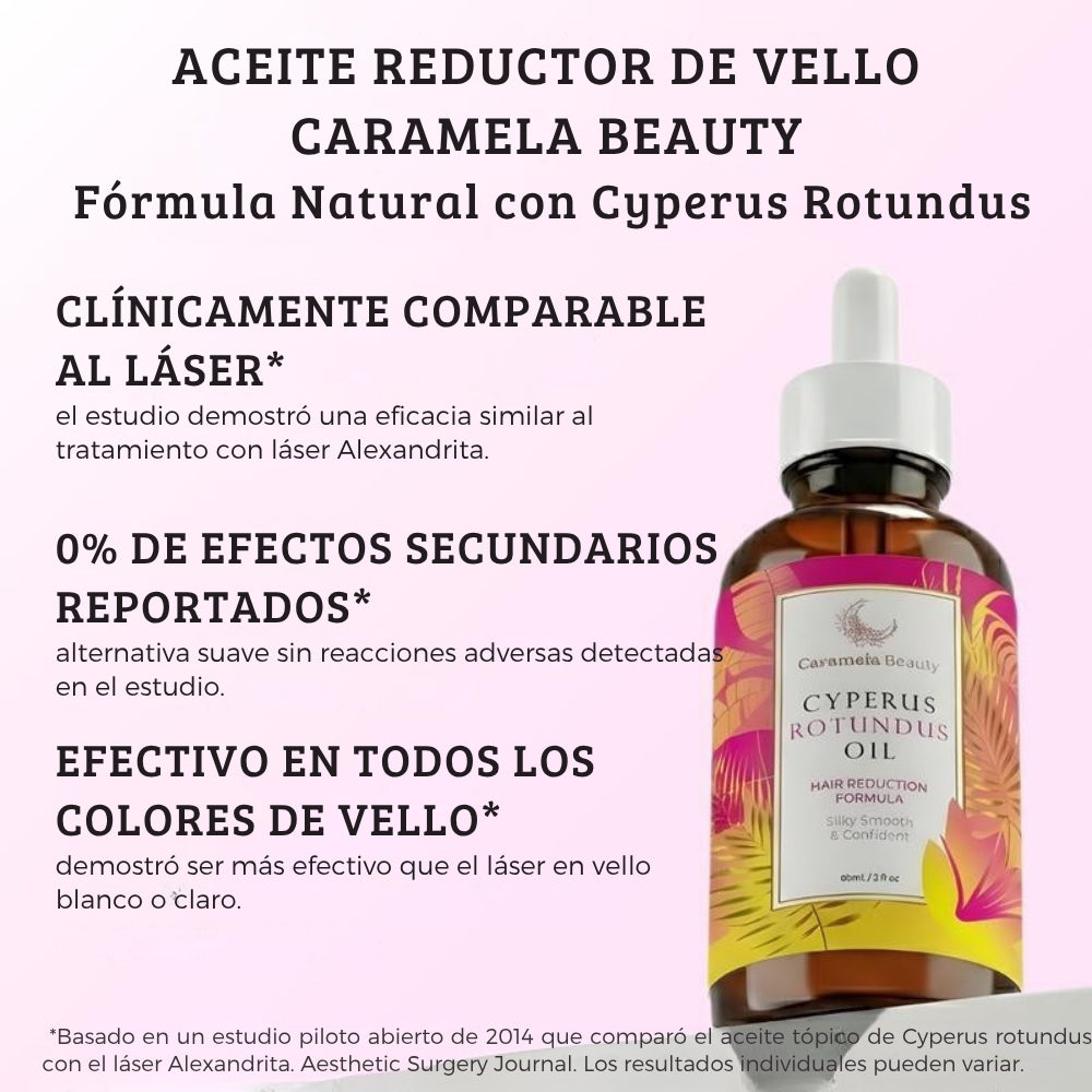 Aceite Reductor de Vello  – Fórmula Natural con Cyperus Rotundus, Resultados desde la Semana 4