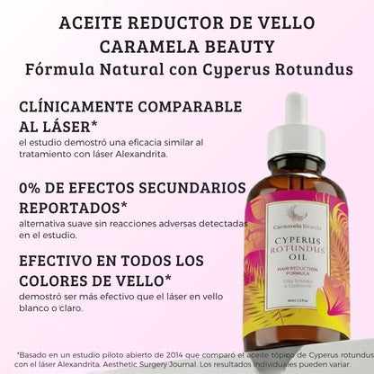 Aceite Reductor de Vello  – Fórmula Natural con Cyperus Rotundus, Resultados desde la Semana 4