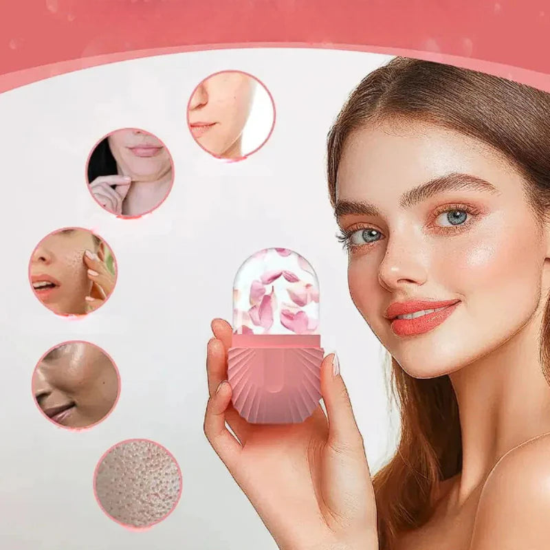 Rodillo Facial de Hielo en Cubo de Silicona